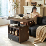 Stylish Red Oak Coffee Table with Storage Shelves - Perfect for Modern Living Rooms hsmjx-4155
