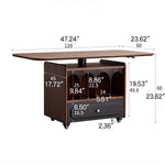 Stylish Red Oak Coffee Table with Storage Shelves - Perfect for Modern Living Rooms hsmjx-4155