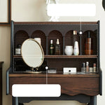 Vintage-Inspired Red Oak Multi-Layer Cabinet: Elegant Storage Solution with Makeup Vanity Design hsmjx-4162