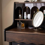 Vintage-Inspired Red Oak Multi-Layer Cabinet: Elegant Storage Solution with Makeup Vanity Design hsmjx-4162
