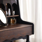 Vintage-Inspired Red Oak Multi-Layer Cabinet: Elegant Storage Solution with Makeup Vanity Design hsmjx-4162