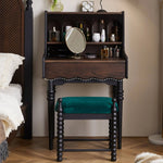 Vintage-Inspired Red Oak Multi-Layer Cabinet: Elegant Storage Solution with Makeup Vanity Design hsmjx-4162