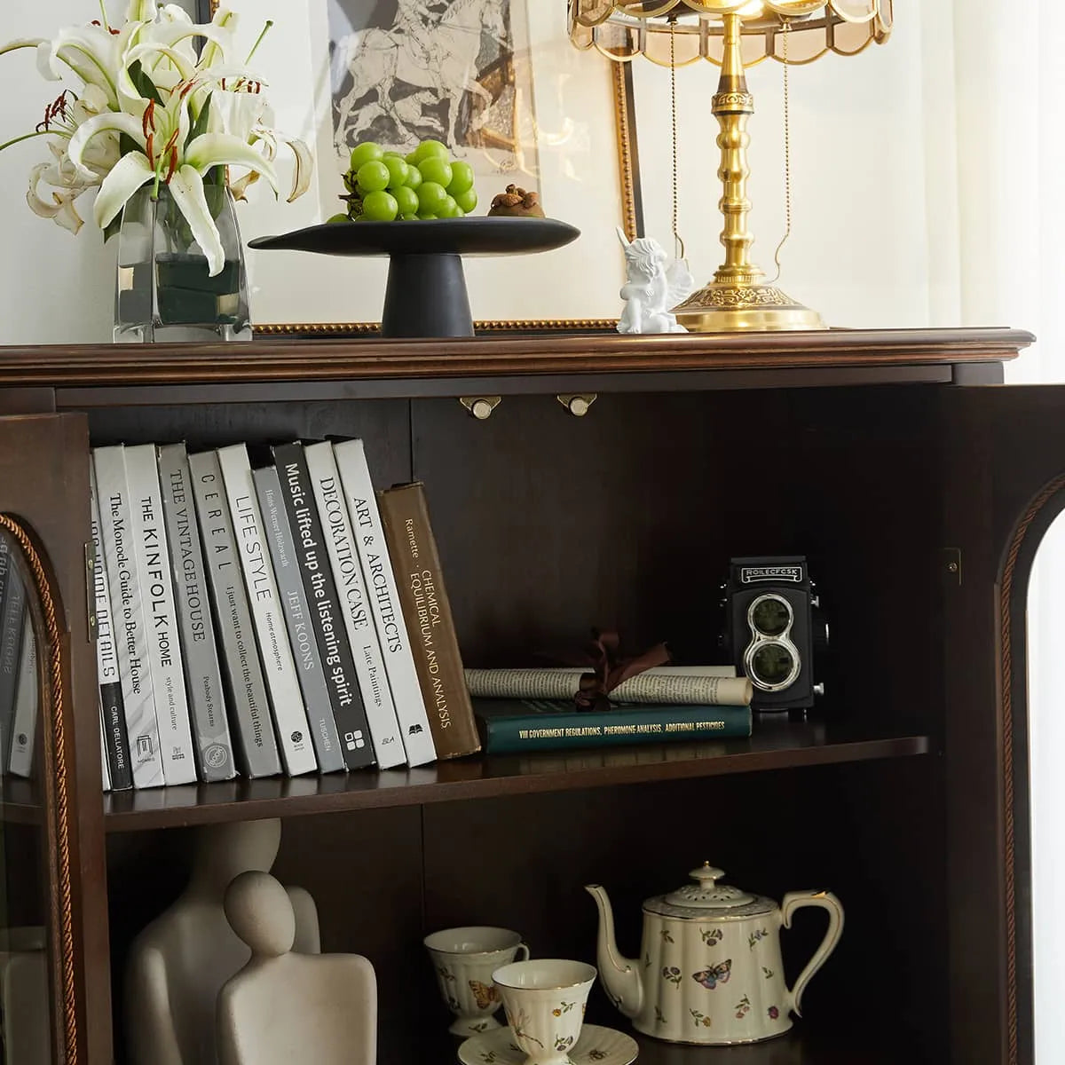 Elegant Chinese Tulipwood Cabinet with Tempered Glass Doors - Enhance Your Living Space hsmjx-4165