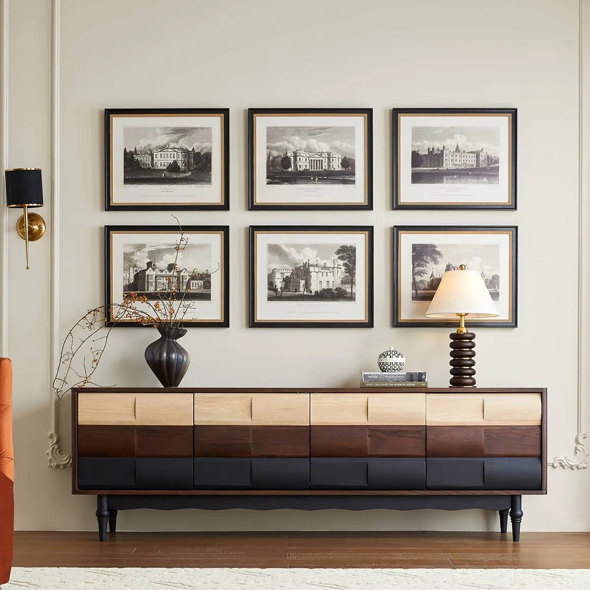 Mid-Century Modern TV Stand with Red Oak Multi-Layer Board - Stylish Storage Solution hsmjx-4169