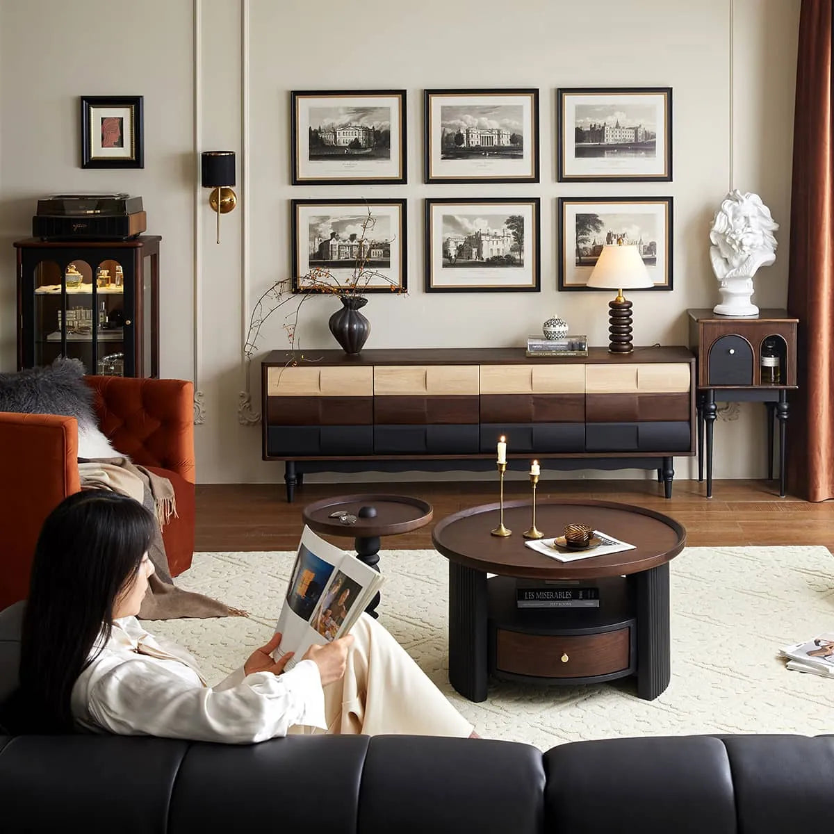 Mid-Century Modern TV Stand with Red Oak Multi-Layer Board - Stylish Storage Solution hsmjx-4169