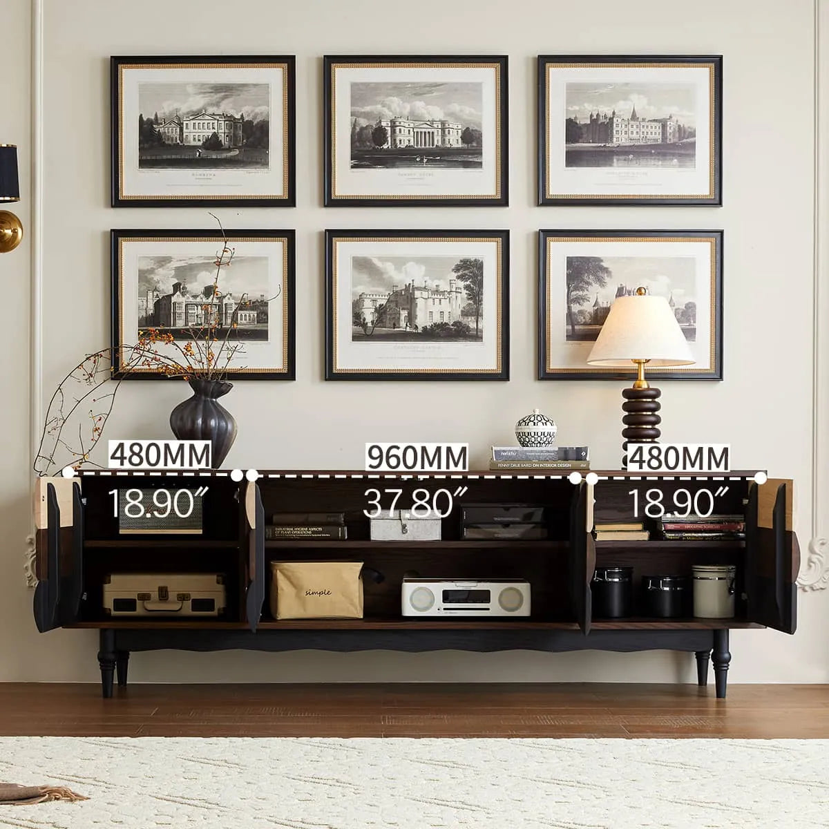 Mid-Century Modern TV Stand with Red Oak Multi-Layer Board - Stylish Storage Solution hsmjx-4169