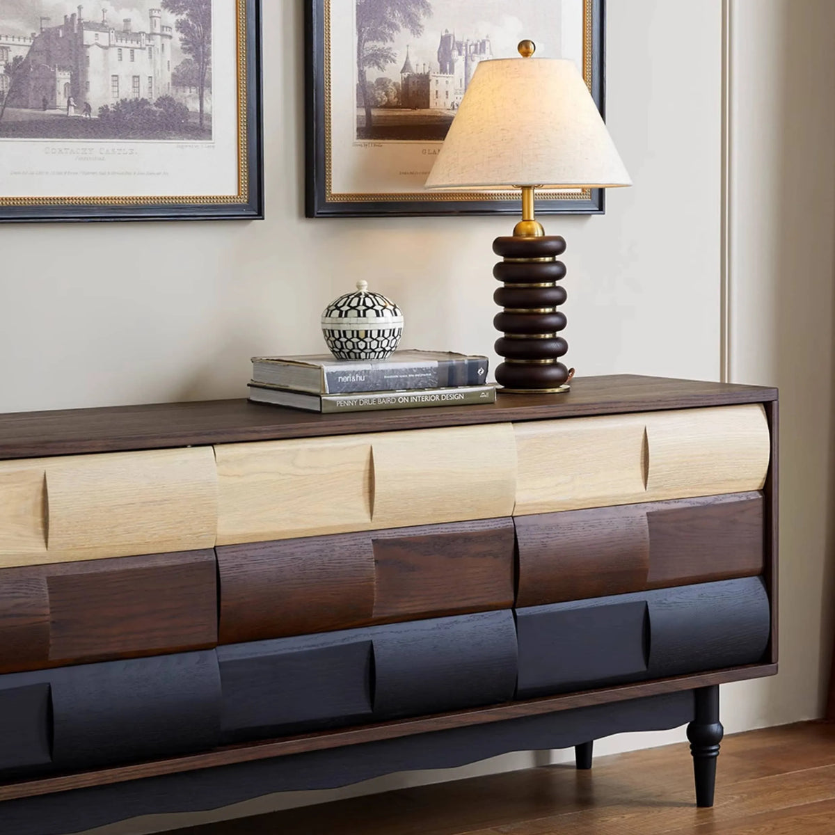 Mid-Century Modern TV Stand with Red Oak Multi-Layer Board - Stylish Storage Solution hsmjx-4169