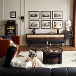 Mid-Century Modern TV Stand with Red Oak Multi-Layer Board - Stylish Storage Solution hsmjx-4169