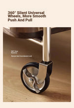 Elegant Solid Wood and Resin Serving Cart with Stainless Steel Frame - Stylish Home Bar and Storage Solution hsms-4906