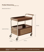 Elegant Solid Wood and Resin Serving Cart with Stainless Steel Frame - Stylish Home Bar and Storage Solution hsms-4906