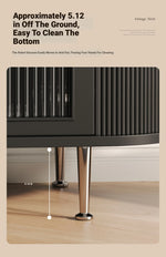 Stylish Modern TV Cabinet with Multi-Layer Board, Glass, and Stainless Steel Accents - Perfect for Living Room Décor hsms-4907