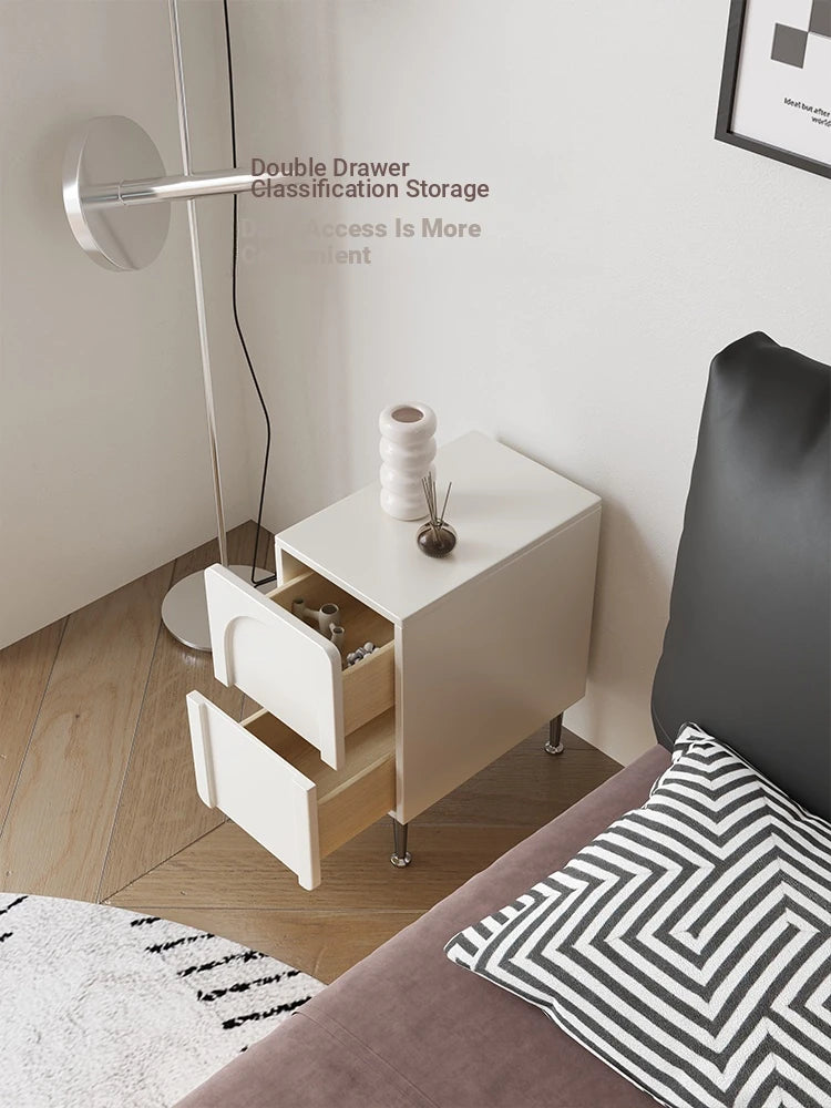 Modern Black Bedside Cupboard - Multi-Layer Board & Stainless Steel Legs - Stylish Nightstand for Any Bedroom hsms-4908