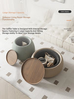 Modern Multi-Layer Board Tea Table with Synthetic Leather Finish - Stylish and Functional Centerpiece for Your Living Room hsms-4909