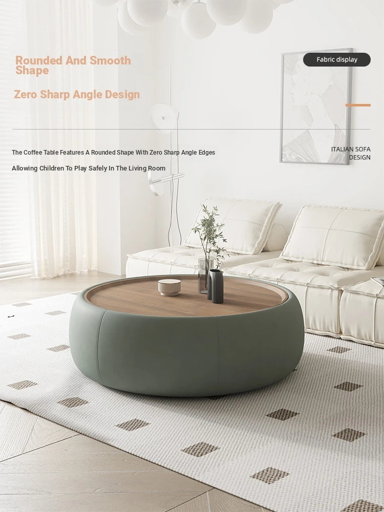 Modern Multi-Layer Board Tea Table with Synthetic Leather Finish - Stylish and Functional Centerpiece for Your Living Room hsms-4909