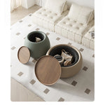 Modern Multi-Layer Board Tea Table with Synthetic Leather Finish - Stylish and Functional Centerpiece for Your Living Room hsms-4909