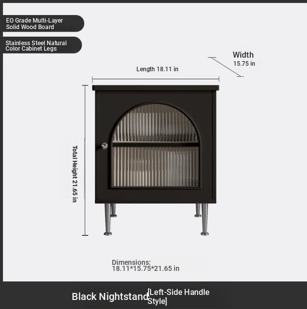Modern Multi-Layer Board Bedside Cupboard with Stainless Glass - Stylish Storage Solution for Your Bedroom hsms-4910