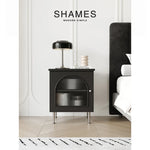 Modern Multi-Layer Board Bedside Cupboard with Stainless Glass - Stylish Storage Solution for Your Bedroom hsms-4910