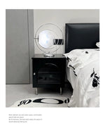 Modern Multi-Layer Board Bedside Cupboard with Stainless Glass - Stylish Storage Solution for Your Bedroom hsms-4910