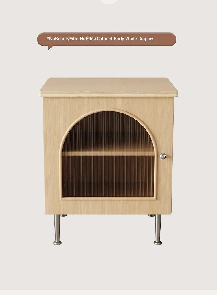 Modern Multi-Layer Board Bedside Cupboard with Stainless Glass - Stylish Storage Solution for Your Bedroom hsms-4910