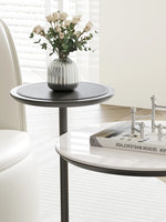 Stylish Ceramic Sintered Stone Tea Table with Synthetic Leather Base – Modern Accent Furniture for Living Room and Home Decor hsms-4911