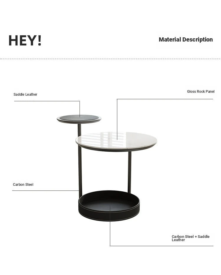 Stylish Ceramic Sintered Stone Tea Table with Synthetic Leather Base – Modern Accent Furniture for Living Room and Home Decor hsms-4911