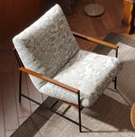 Stylish Red Oak Armchair with Down Stuffing Cotton-Ramie Upholstery - Modern Comfort for Your Home hsms-4913