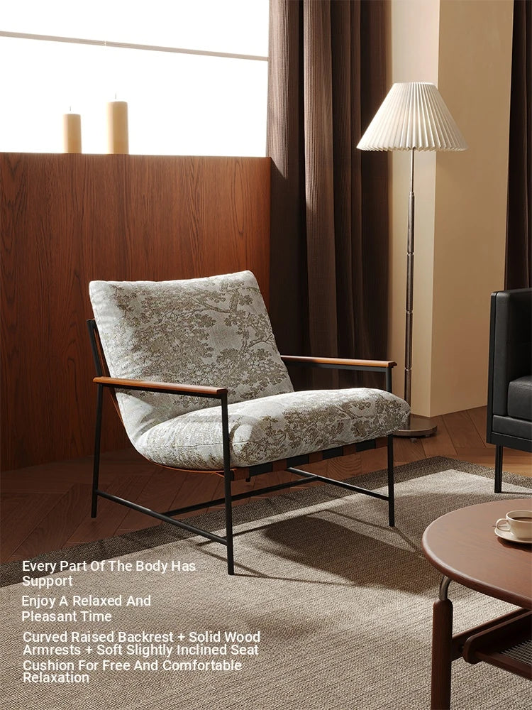 Stylish Red Oak Armchair with Down Stuffing Cotton-Ramie Upholstery - Modern Comfort for Your Home hsms-4913