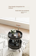 Stylish Solid Wood & Stainless Steel Bar Cart with Synthetic Leather Trim – Perfect for Entertaining and Home Decor hsms-4916