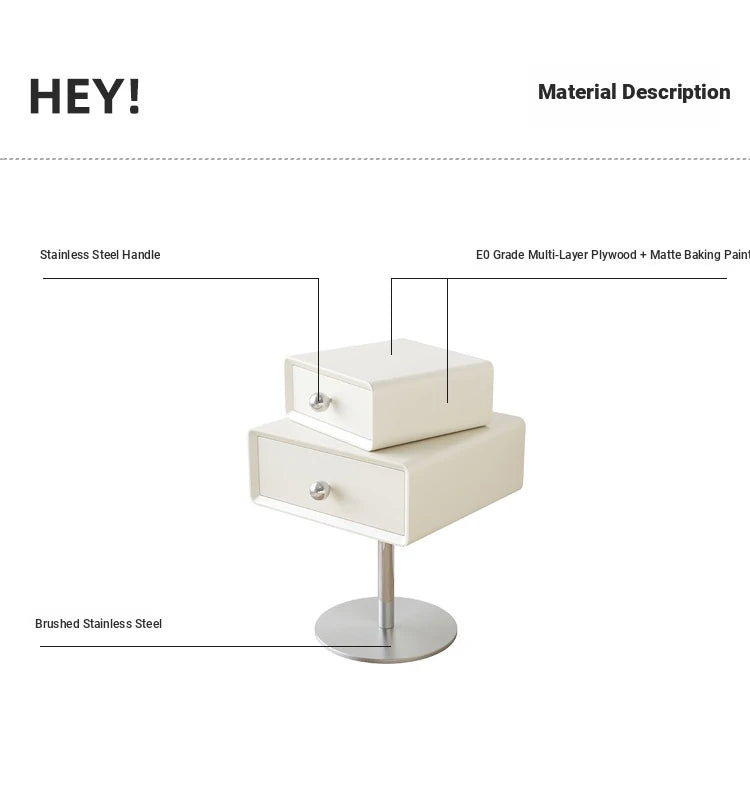 Stylish Multi-Layer Board Bedside Cupboard with Stainless Steel Base - Modern Nightstand for Bedroom Storage hsms-4917