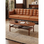Stylish Ash Wood and Stainless Steel Tea Table with Glass Top - Modern Oval Design for Living Room hsms-4918