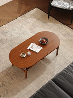 Stylish Ash Wood and Stainless Steel Tea Table with Glass Top - Modern Oval Design for Living Room hsms-4918