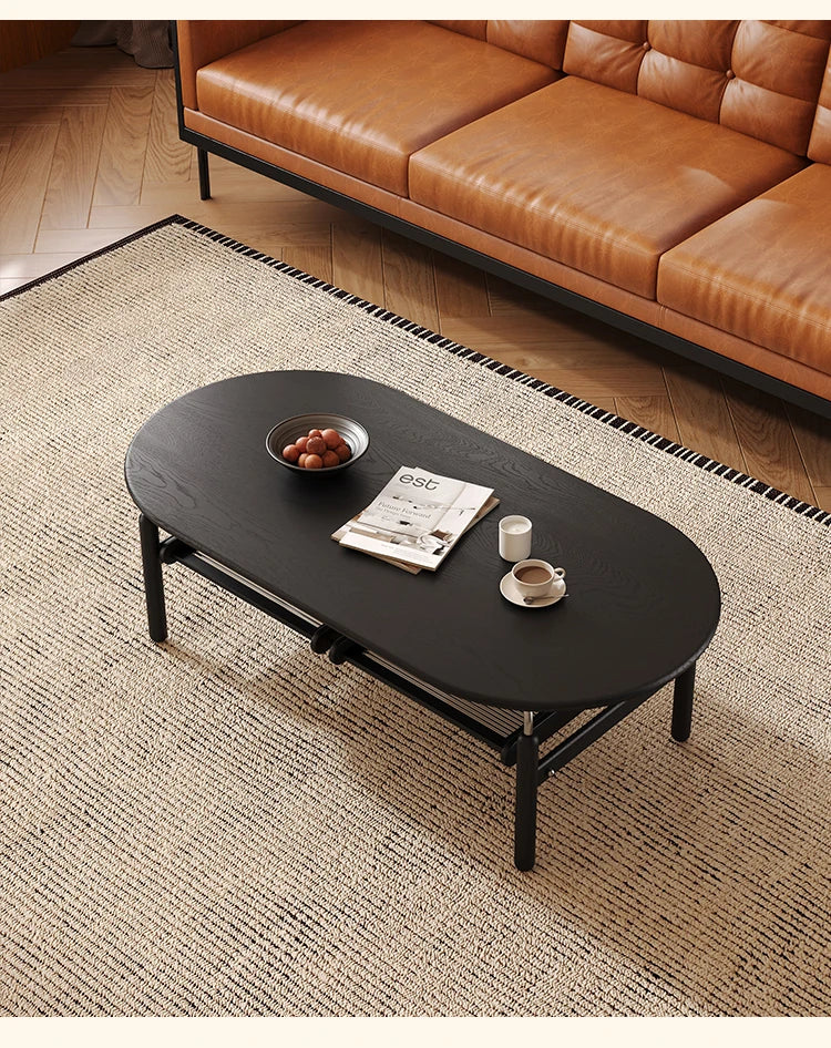 Stylish Ash Wood and Stainless Steel Tea Table with Glass Top - Modern Oval Design for Living Room hsms-4918