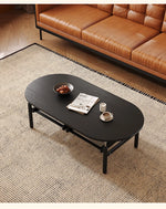 Stylish Ash Wood and Stainless Steel Tea Table with Glass Top - Modern Oval Design for Living Room hsms-4918