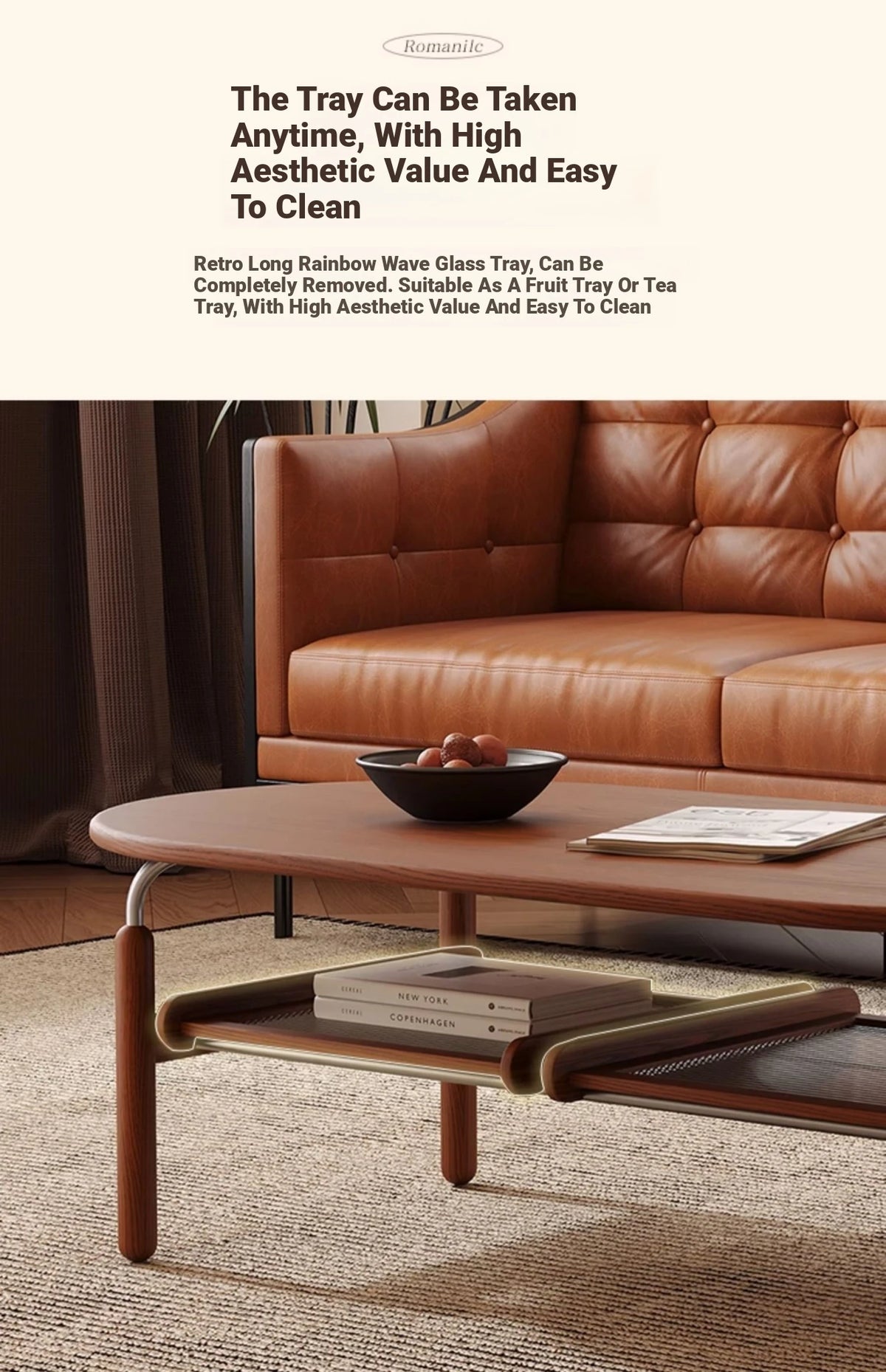 Stylish Ash Wood and Stainless Steel Tea Table with Glass Top - Modern Oval Design for Living Room hsms-4918