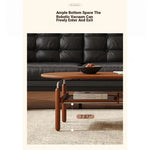 Stylish Ash Wood and Stainless Steel Tea Table with Glass Top - Modern Oval Design for Living Room hsms-4918