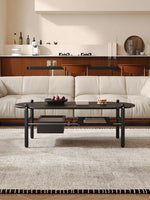 Stylish Black Ash Wood Coffee Table with Synthetic Leather Accents and Hidden Storage Space hsms-4919