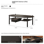 Stylish Black Ash Wood Coffee Table with Synthetic Leather Accents and Hidden Storage Space hsms-4919