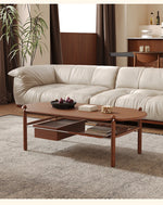 Stylish Black Ash Wood Coffee Table with Synthetic Leather Accents and Hidden Storage Space hsms-4919