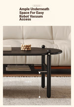 Stylish Black Ash Wood Coffee Table with Synthetic Leather Accents and Hidden Storage Space hsms-4919