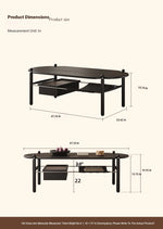 Stylish Black Ash Wood Coffee Table with Synthetic Leather Accents and Hidden Storage Space hsms-4919
