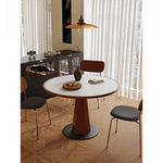 Elegant Round Solid Wood Dining Table with Ceramic Sintered Stone Top - Modern Home Furniture hsms-4920