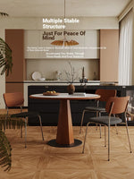 Elegant Round Solid Wood Dining Table with Ceramic Sintered Stone Top - Modern Home Furniture hsms-4920