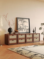 Solid Wood Ash Cabinet with Rattan Weaving - Stylish Storage Solution for Modern Interiors hsms-4922