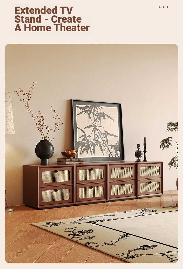Solid Wood Ash Cabinet with Rattan Weaving - Stylish Storage Solution for Modern Interiors hsms-4922