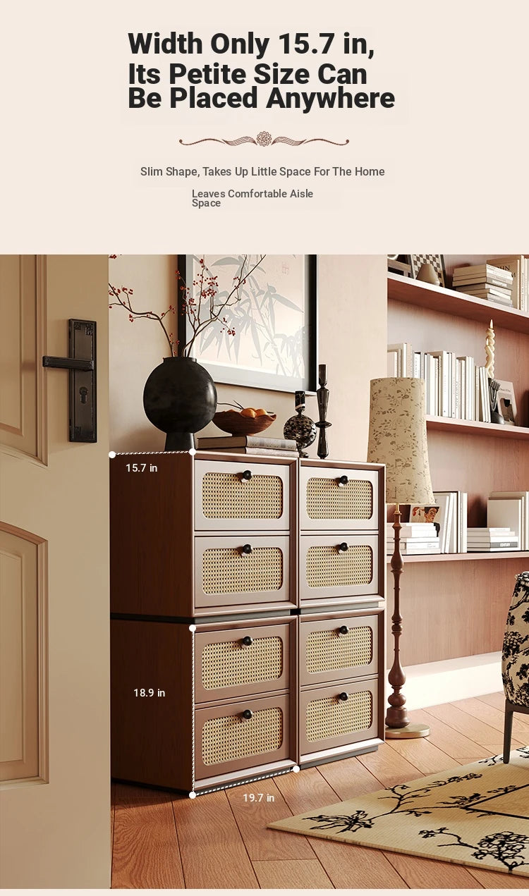 Solid Wood Ash Cabinet with Rattan Weaving - Stylish Storage Solution for Modern Interiors hsms-4922