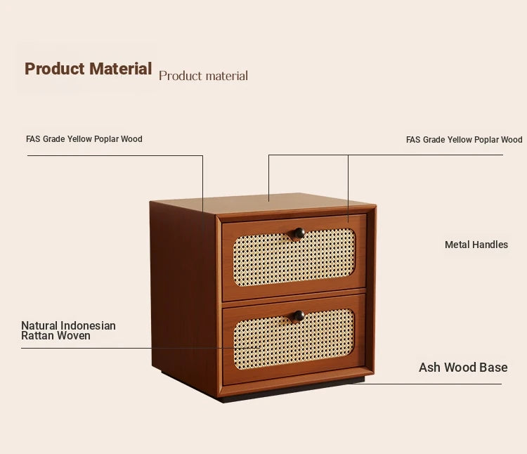 Solid Wood Ash Cabinet with Rattan Weaving - Stylish Storage Solution for Modern Interiors hsms-4922