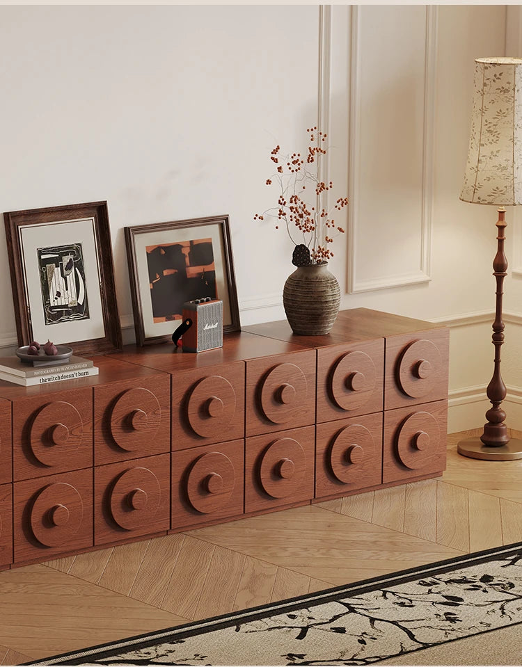 Stylish Multi-Layer Board Cabinet with Unique Circular Design - Modern Storage Solution for Your Home hsms-4925