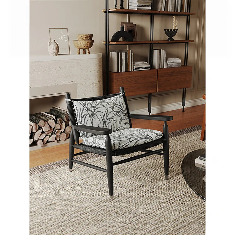 Stylish Ash Wood Accent Chair with Cowhide Leather Cushion - Perfect for Modern Living Rooms! hsms-4926