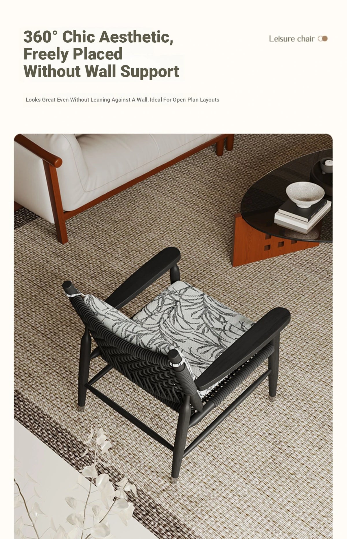 Stylish Ash Wood Accent Chair with Cowhide Leather Cushion - Perfect for Modern Living Rooms! hsms-4926