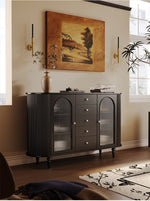 Elegant Solid Wood Cabinet with Glass and Ceramic Accents – Modern Storage Solution for Stylish Interiors hsms-4927
